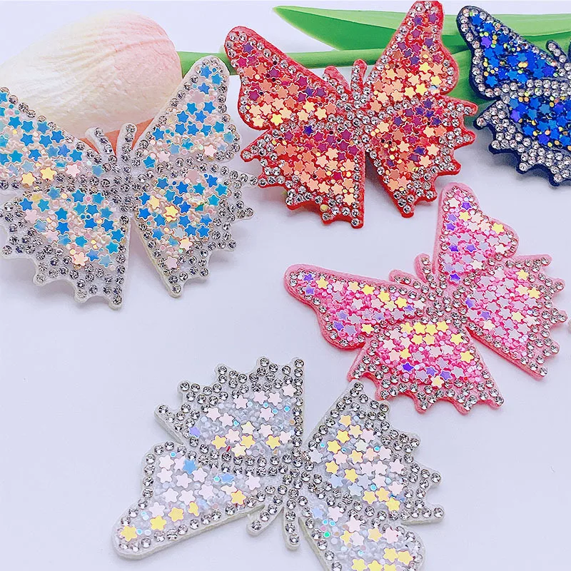 New Design Butterfly Pattern Rhinestone Patches Handmade Colorful Sew on Crystal Patches DIY Rhinestone Patch for Shoes