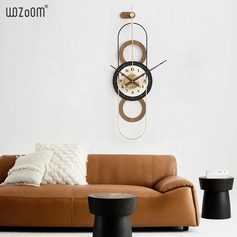 WOZOOM Design Luxury Metal Wall Clock Home Decoration Big Size Quartz Watch Minimalist Gold Wall Art Clock For Living Room