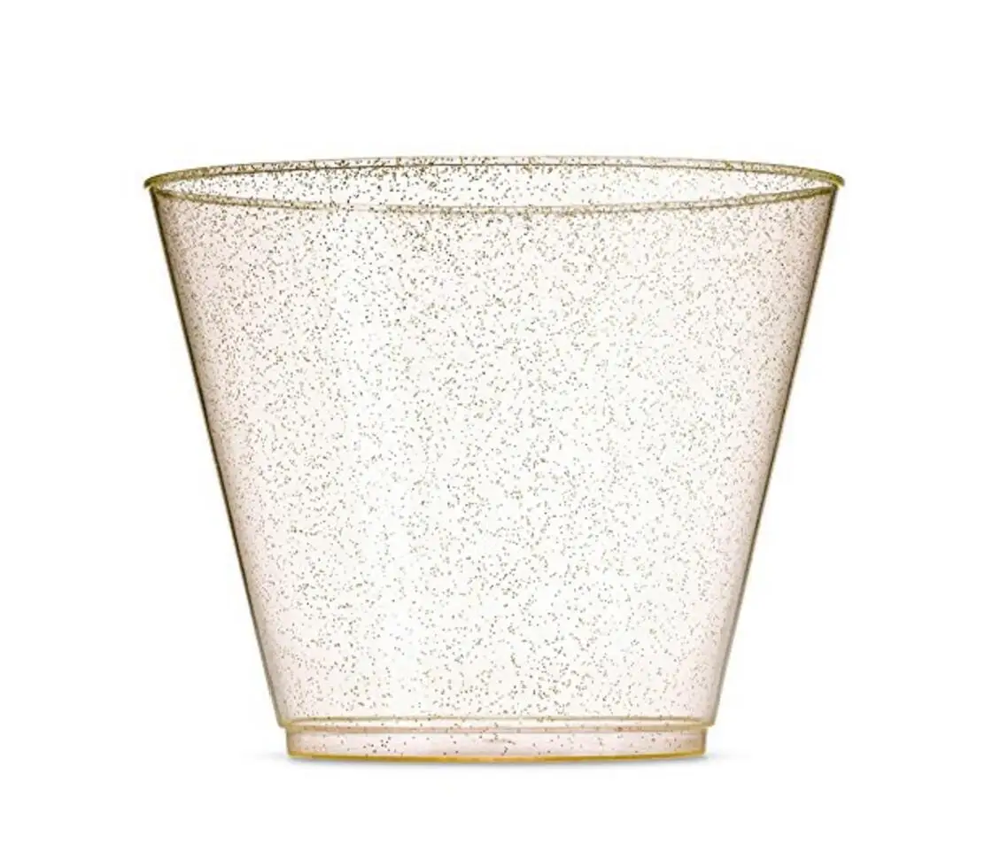 Одноразовая блестящая пластиковая чашка 9 унций, прозрачная кружка для напитков