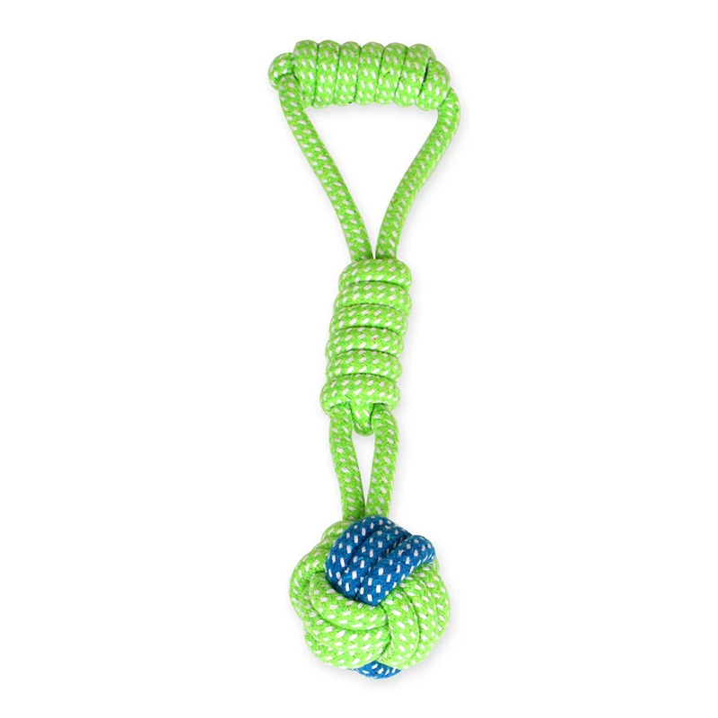 Hot sale custom design logo bite resistance green durable ball pet dog rope toys set