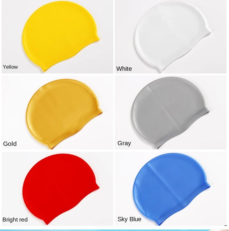 Custom Logo Wholesale High Quality Cheap Waterproof Non-slip Unisex Silicone Pure Color Swim Cap For Adult