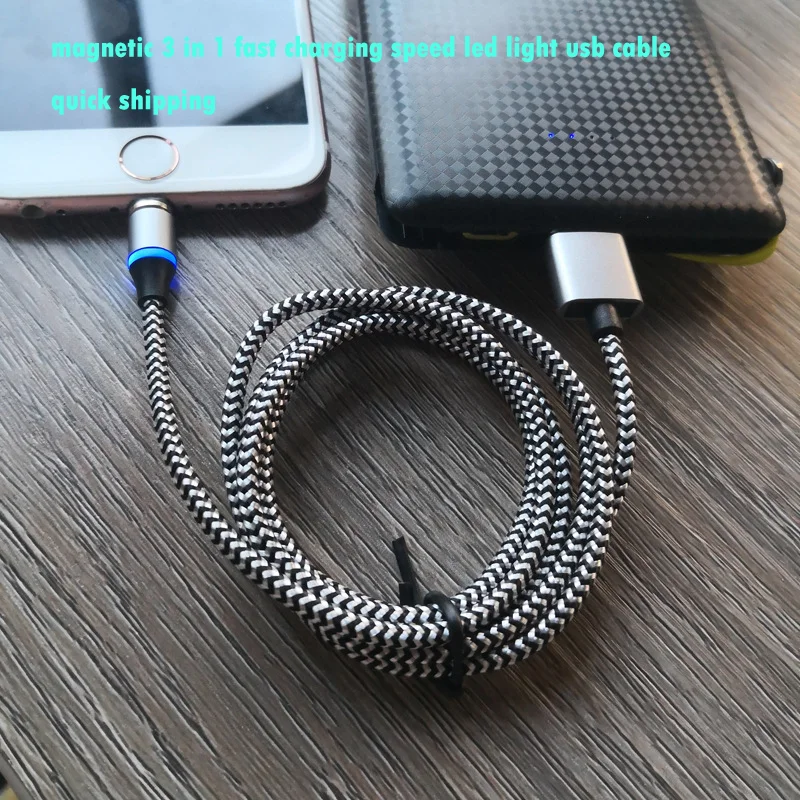 
Dongguan manufacturer 3in1 magnetic electrical usb cable charging and data magnet cable usb led light usb carging cable 