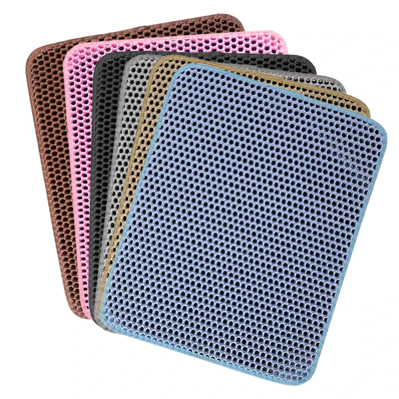 Silicone Cat Litter Mat Trapper Durable EVA Double Layer Waterproof Large Size Pet Sand Box Pad Cleaning Premium Litter Cat Mat