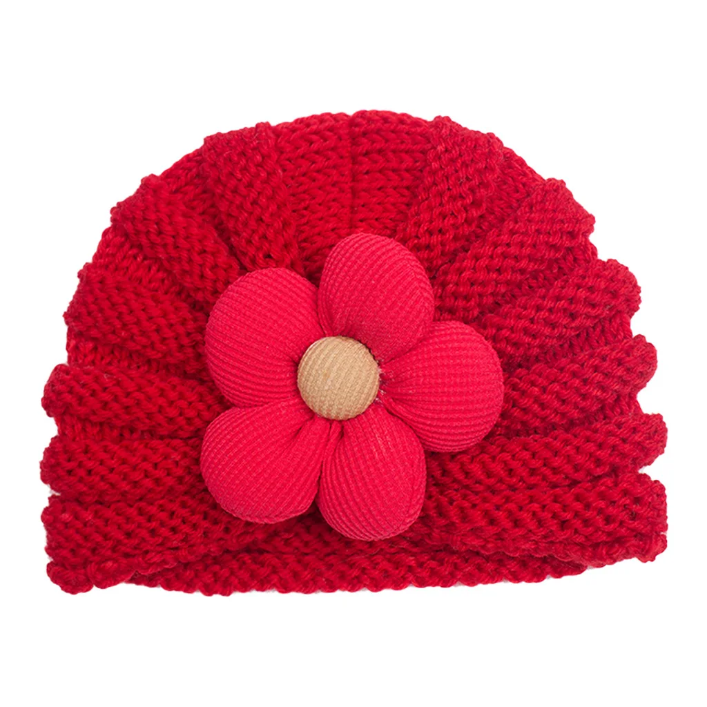 Fashion Baby Boy High Quality Winter Custom Knit Flower Shape Hats Baby Beanie Hats For Baby