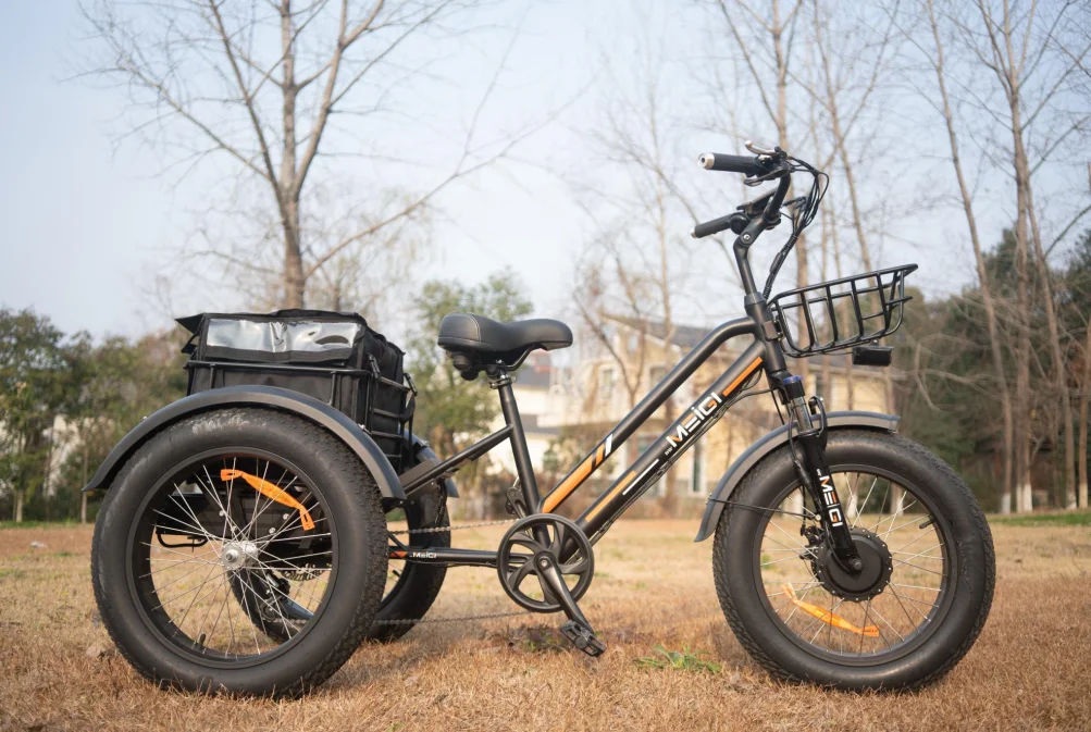 MEIGI High Quality Electric Tricycles 750W Fat Tires Electric Cargo Bike  Adults Electric 3 Wheel Bike For Adults