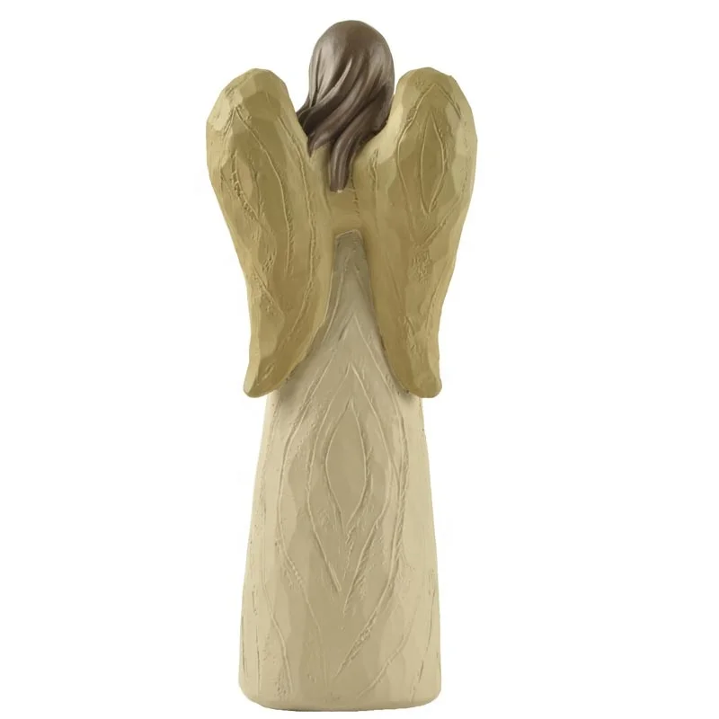 HOT SALE Wood Textured Resin Praying Angel WIth Wings Little Angels Home Decoracion