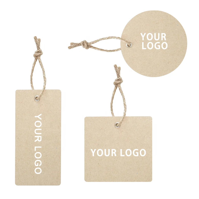 Hang Tag Label Seal Tag Custom Clothing Brand Logo Brown Kraft Paper Printing Tag for Clothes Bags