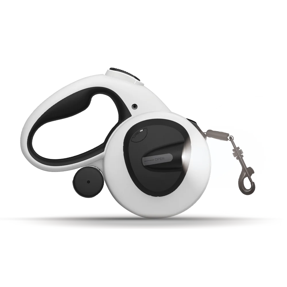 Support customized logo luxury pet walking automatic leash retractable dog Poop Dispenser leash With LED lights