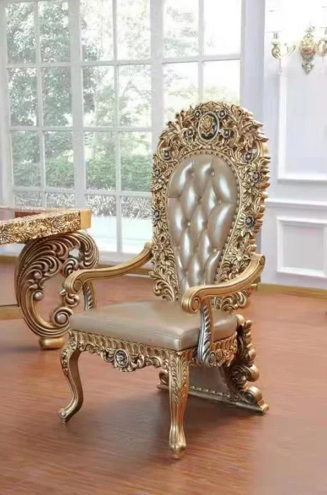 classic extendable wooden carved dining table set for 10, marble or wood top dining room set