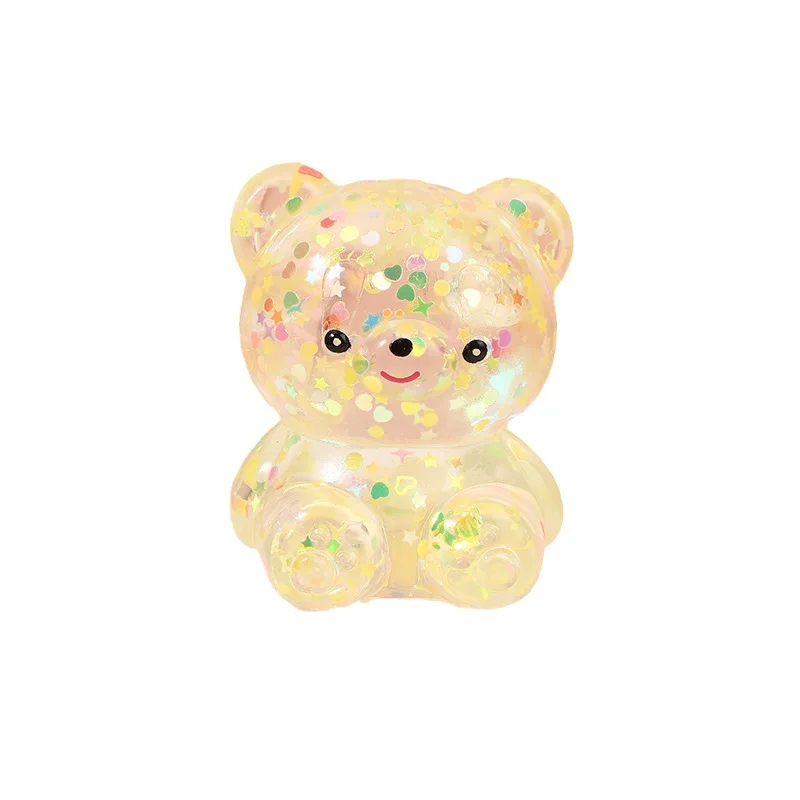 Cute bear maltose TPR Pinch happy Stress Toy Squishy slow rebound gold powder sequin decompression fidget squeeze toy