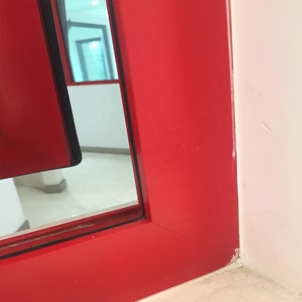 Red color Aluminum profile double pane tempered glass outswing awning window