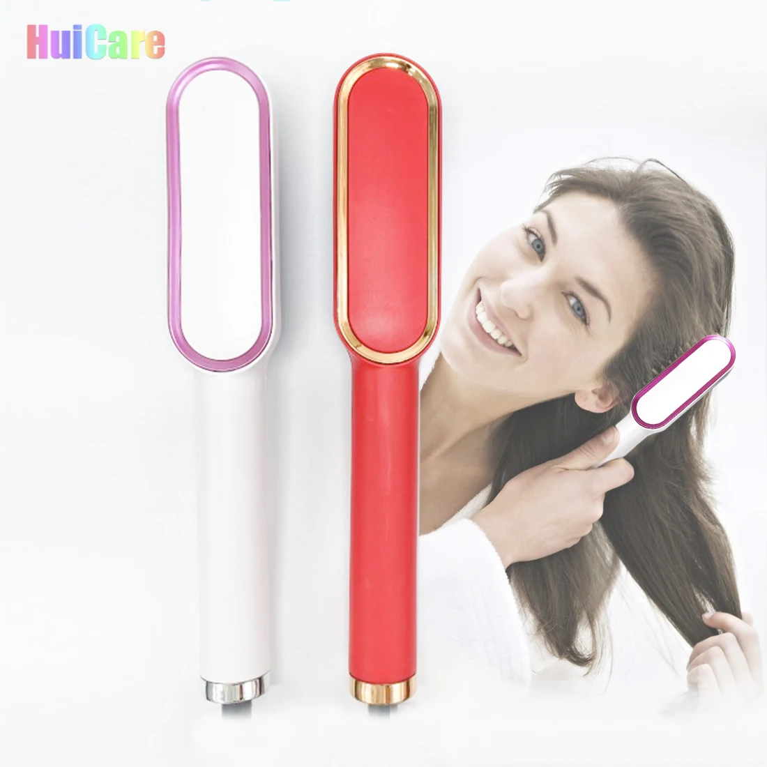 Amazon горячие женские знаковые горячей щетка для волос 2 в 1 для выпрямления и завивки волос, утюжок для волос, выпрямитель для волос щетка