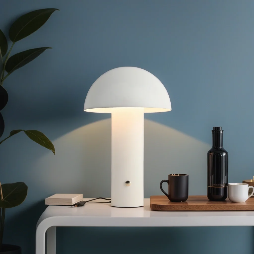 Iron LED Dimmable Mushroom Hotel Battery Powered Operated Table Lamp