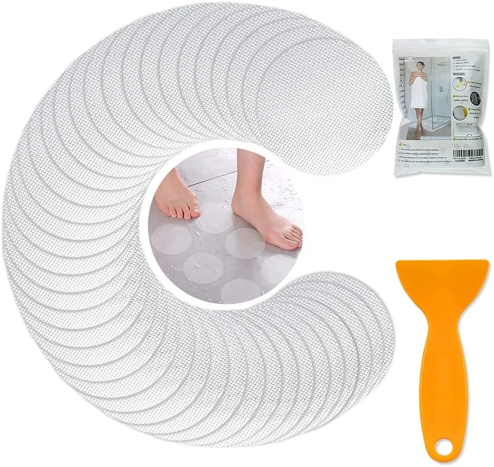 Clear Anti Slip Shower Stickers 30 PCS Safety Bathtub Strips Adhesive Decals with Premium Scraper for  Bath Tub Shower Stairs