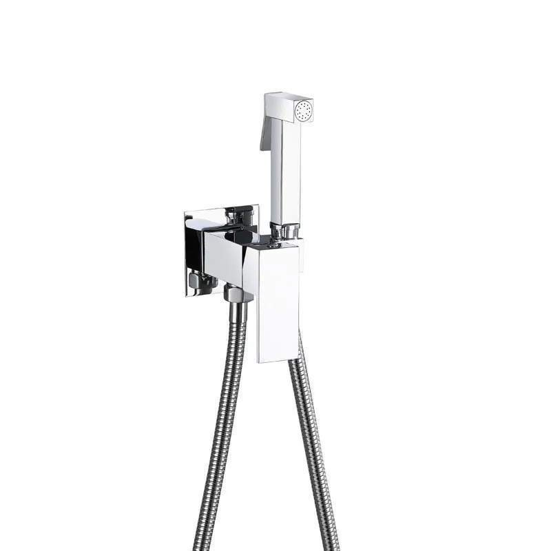 Shut Off Brass Hot Cold Toilet Bidet Sprayer Shattaf Set