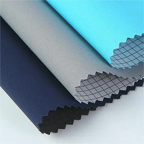 HOT SALE 100%Polyester 240 Plaid Ribstop Pongee fabric with 2 times PU coated used for outdoor Jackets&Garment