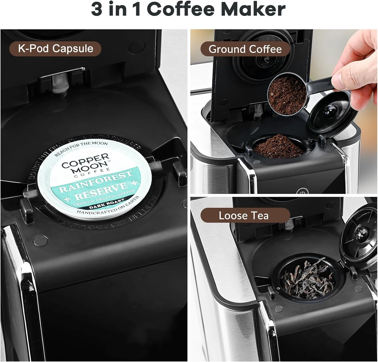 SHARDOR Compact 3 in 1 Single Serve K Cup Pod Coffee Maker 50oz Large Water Reservoir Capsule Coffee Machine