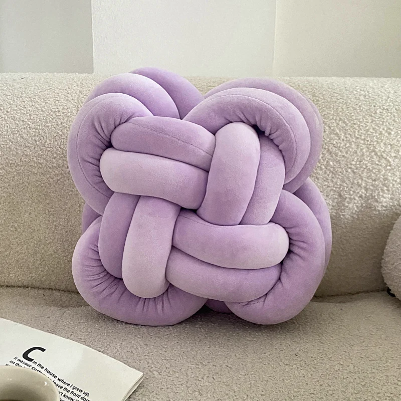 Best Quality Soft 2 Tubes Boucle plush Dutch velvet Knot Ball Cushion Home Decor Knot Pillow Seat Cushion