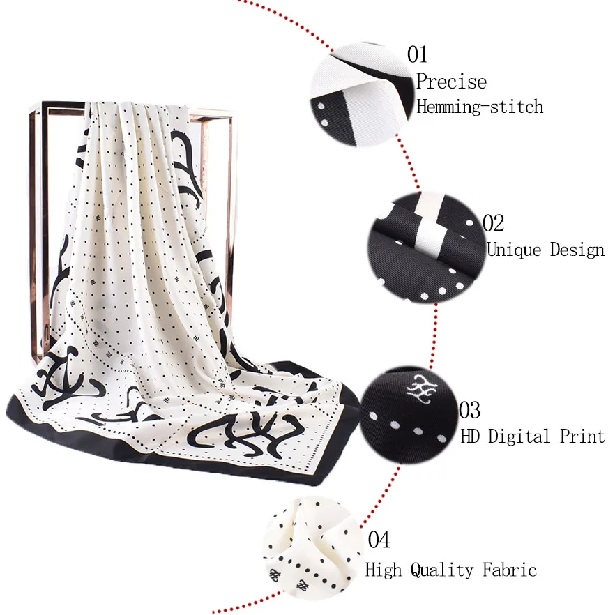 QL Wholesale fashion ladies hair scarf twill silk square scarves luxury designer printed silk bandana 90*90cm head wraps hijab