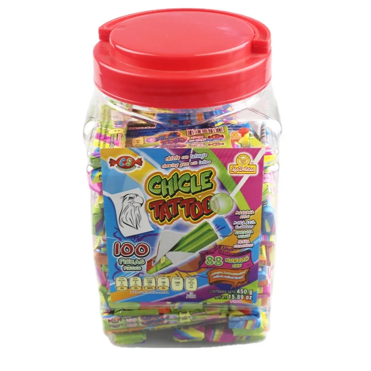 
7cm Bubble Gums With Tattoo Paper In Jar 
