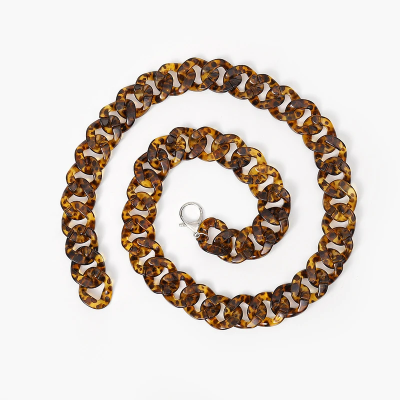 FM the latest fashion acrylic set color resin synthetic fashion casual decorative skirt waist chain body belt Women Belt