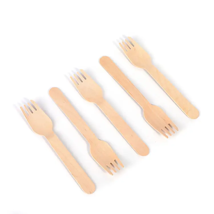 Serving custom eco-friendly Disposable Small Birch Single Use Cutlery Wooden Fork