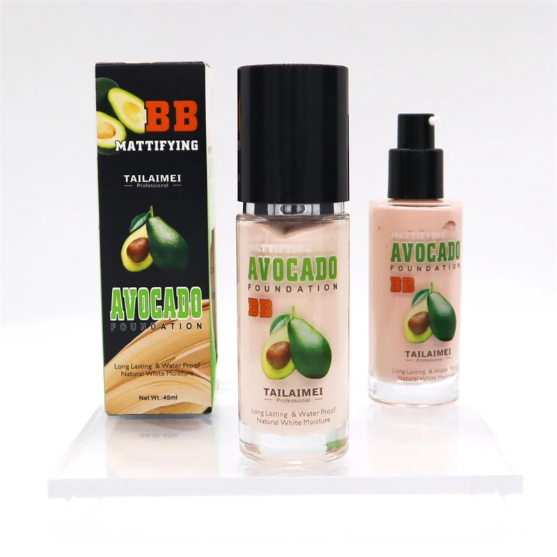 Avocado Foundation Private Label Waterproof Long Lasting Mattifying Bb Cream Makeup Moisturizer Foundation Liquid