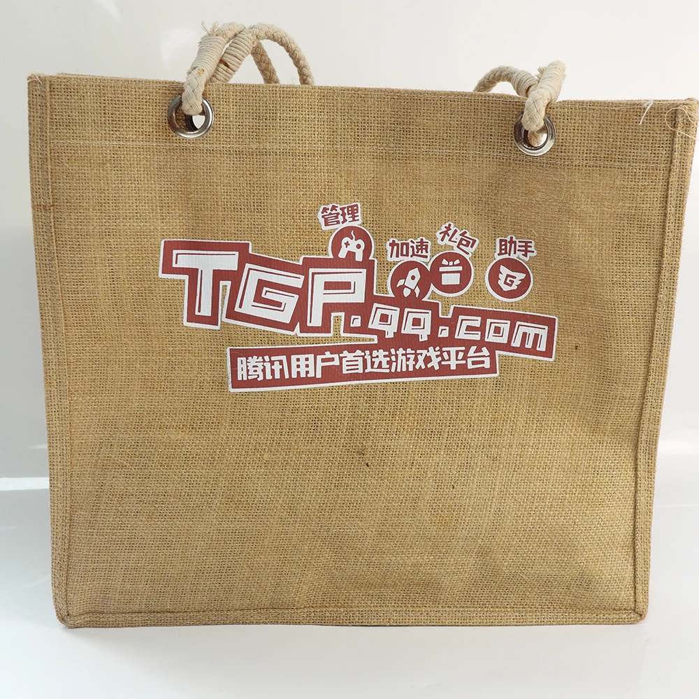 Wholesale Cheap Large Jute Shopping Bags with Custom Logos Fashionable Dress Style Basket Bags