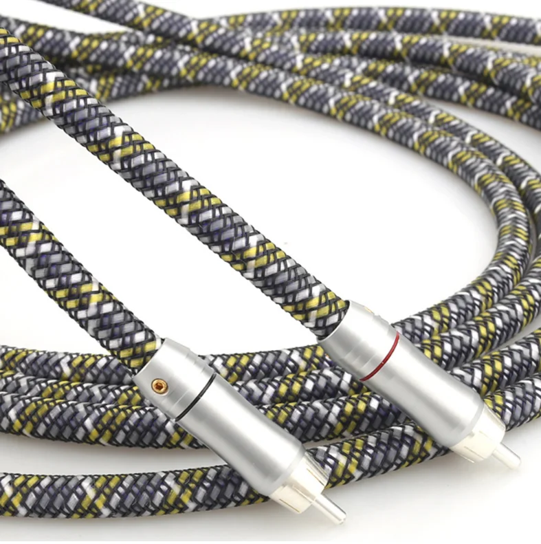 ODM/OEM 1 пара Hifi бескислородный медный сигнальный провод RCA кабель высококачественный серебристый разъем