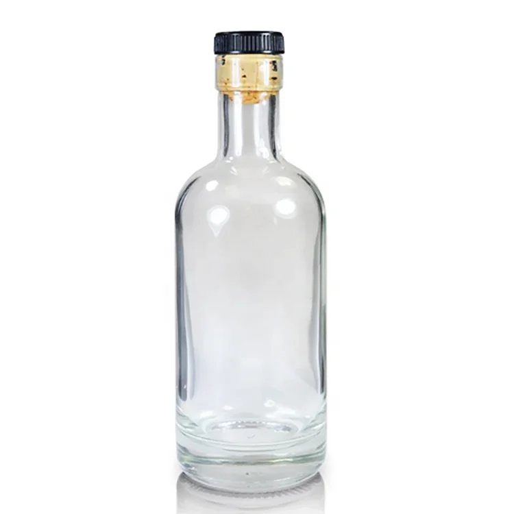 Family Size High Flint Round Vodka Glass Bottle with Gold Polymer Cork for Alcohol Drinks Glass Wine Can Bottle in Stock