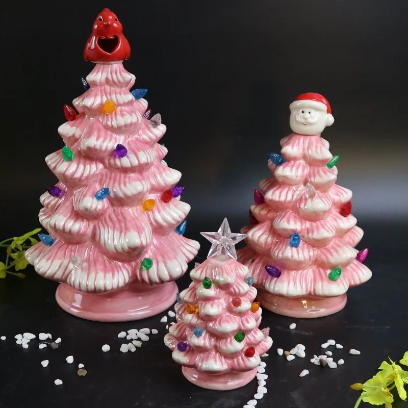 Battery operated Ceramic Christmas tree with colorful light