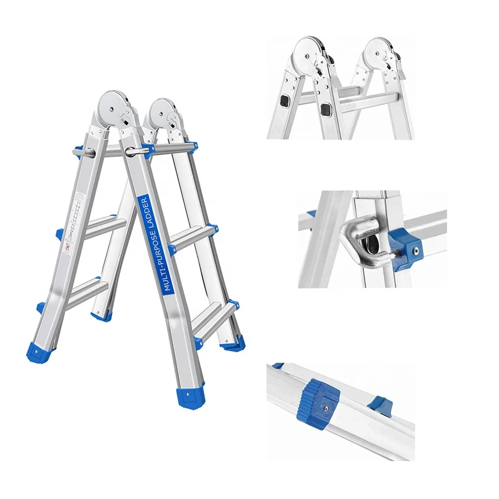 EN 131 articulated escalera plegable double sided foldable aluminum multi purpose extension ladder