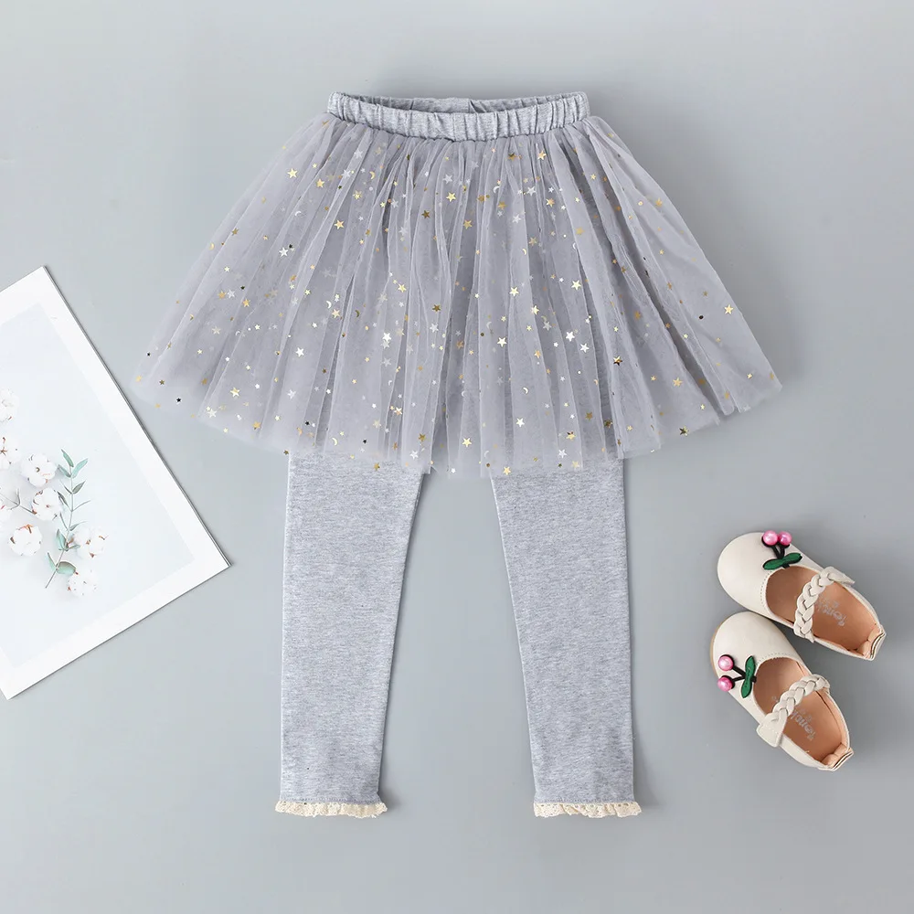New Boutique Spring Autumn Children Leggings Cotton Tulle Princess Baby Girl Pantskirt
