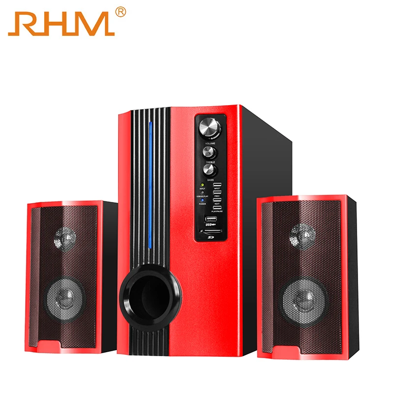 RHM heavy bass speaker 2.1 home theater speaker with usb bt remote control