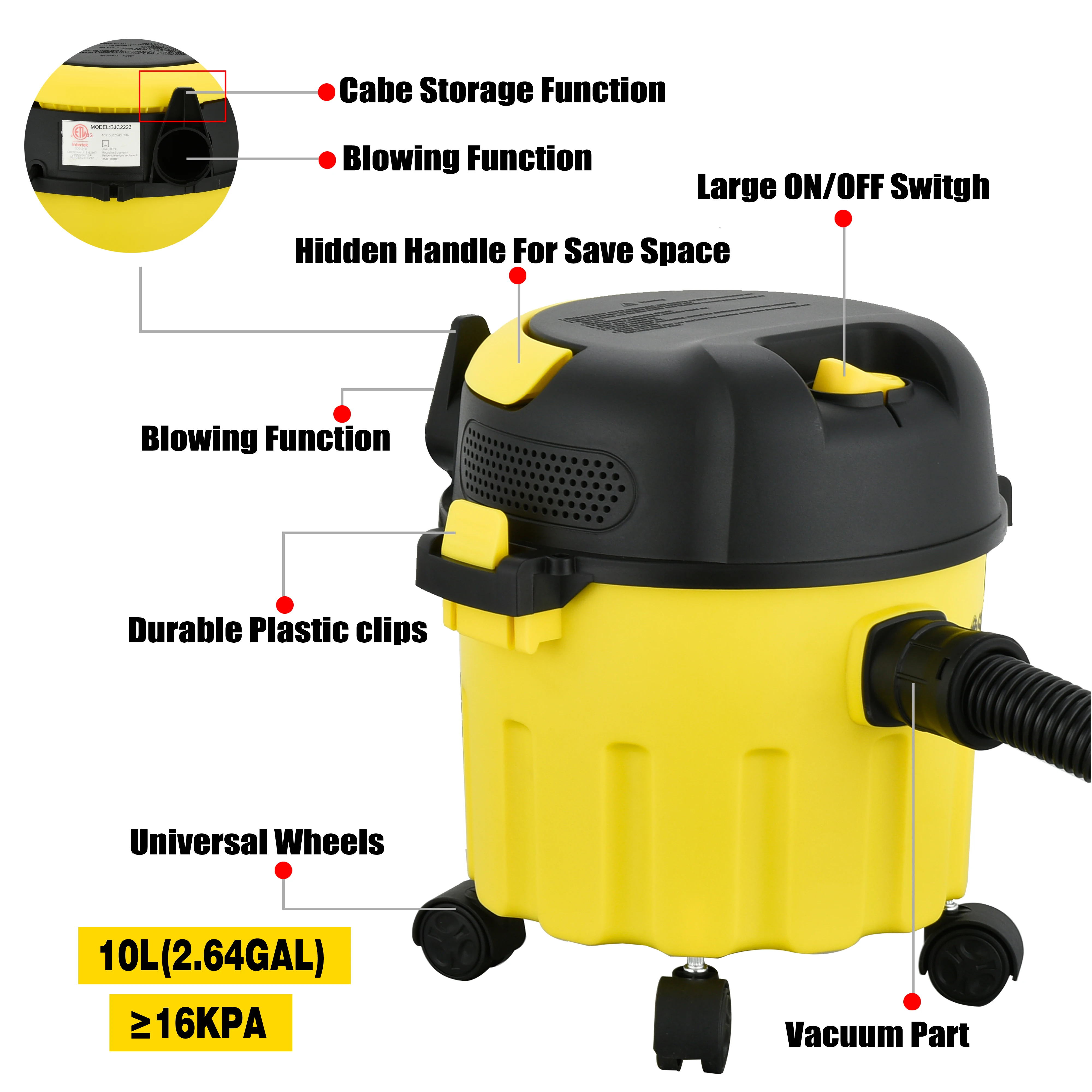 Car Construction Vacuum Cleaner Brush Electric Plastic Wet and Dry Vacuum Cleaner Free Spare Parts Cyclone Vacuum with Bag 1000