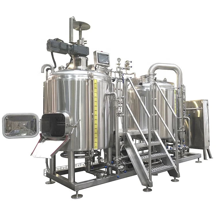 Craft beer small fast production stainless steel beer brewing equipment  with operating platform