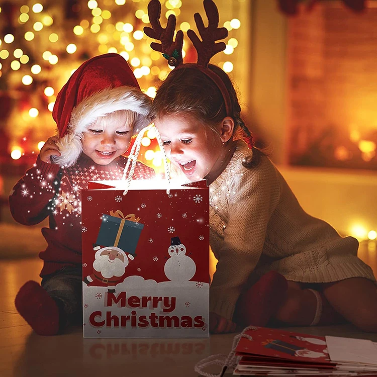 Custom Printing Eco Friendly Large Kids Birthday Merry Christmas Paper Bag Party Gift Bag For Gift