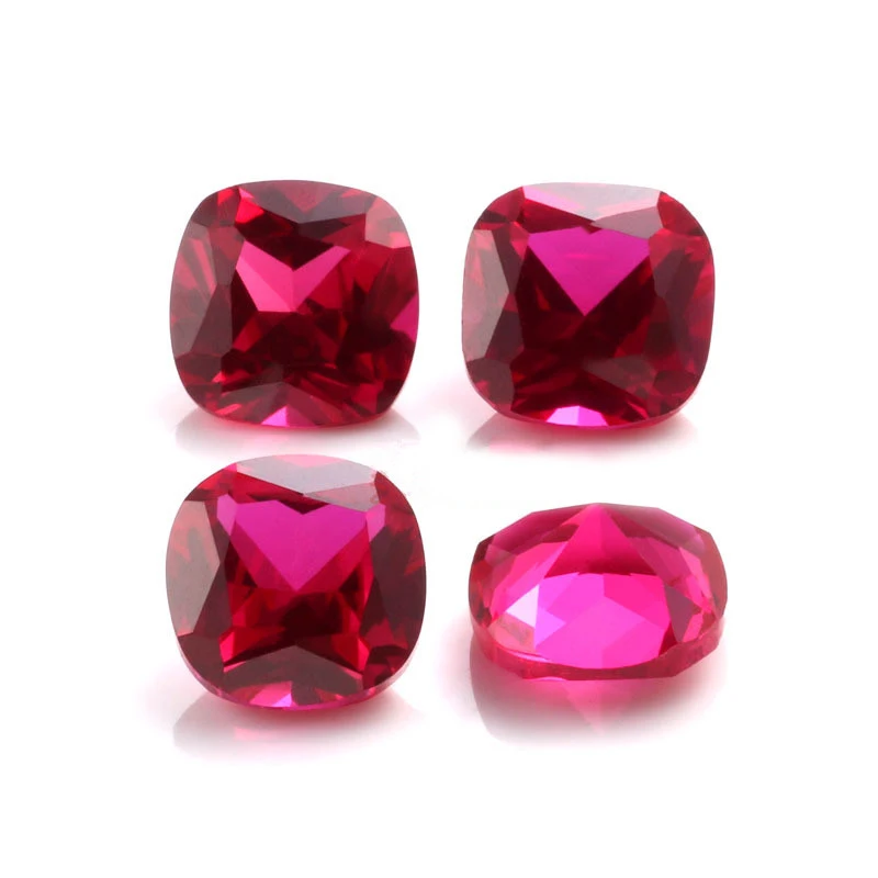 Wholesale diverse Ruby gemstone cushion cut 6x6mm 5x5mm synthetic ruby 5# corundum for jewelry making