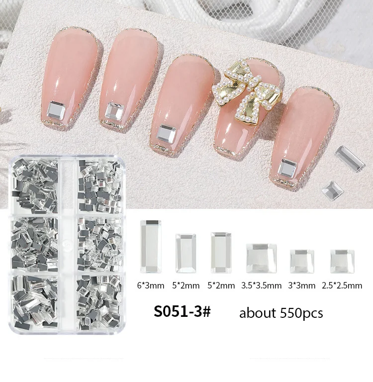 Wholesale 6 Grid Nail Rhinestones Kit 3D Round AB Crystals For Nails And Multi Shapes Glass Rhinestones And Nail Diamonds