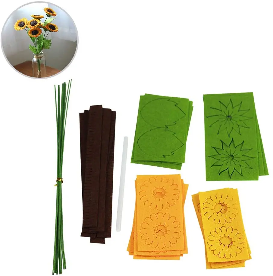 Felt sunflowers bouquets christmas supplies kids fabric flower embellishments diy craft kit for headband wreath