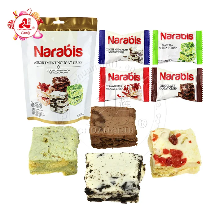 90g mixed flavor snowflake crisp  pastry biscuits cream Narabis nougat crisp candy