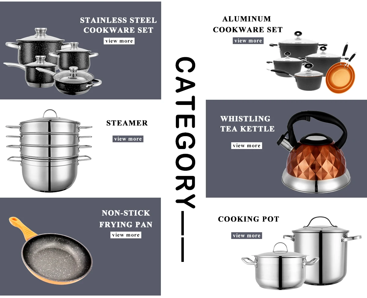 New Factory Wholesale Thickened Stainless Steel Pot Set Kettle Milk Pot Soup Pot Pan 13 Piece Cookware Set