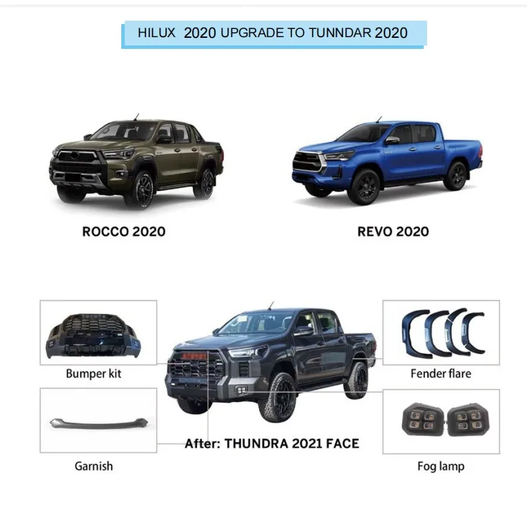 KLT автомобильные аксессуары facelift передний бампер для hilux revo rocco 2015-2021 рестайл до 2021tundra модифицированный