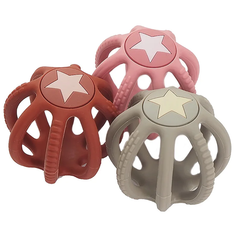 Hot Sale Food Grade Easy To Hold And Clean Baby Silicone Toys Teether Ball