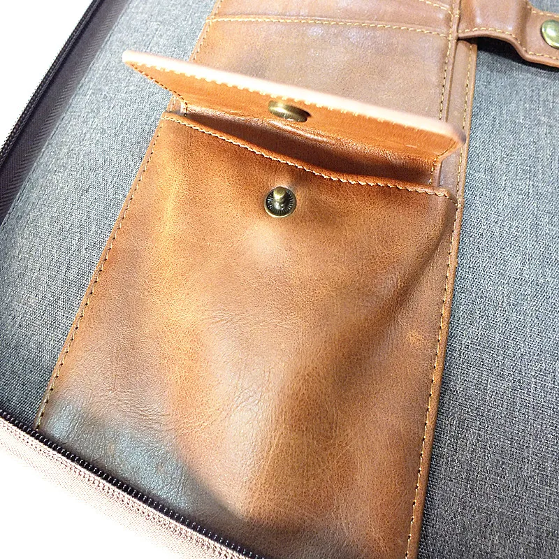 Professional Executive waterproof Business Resume Portfolio Padfolio Organizer with Zipper, Card Holders, Document Folder-Brown