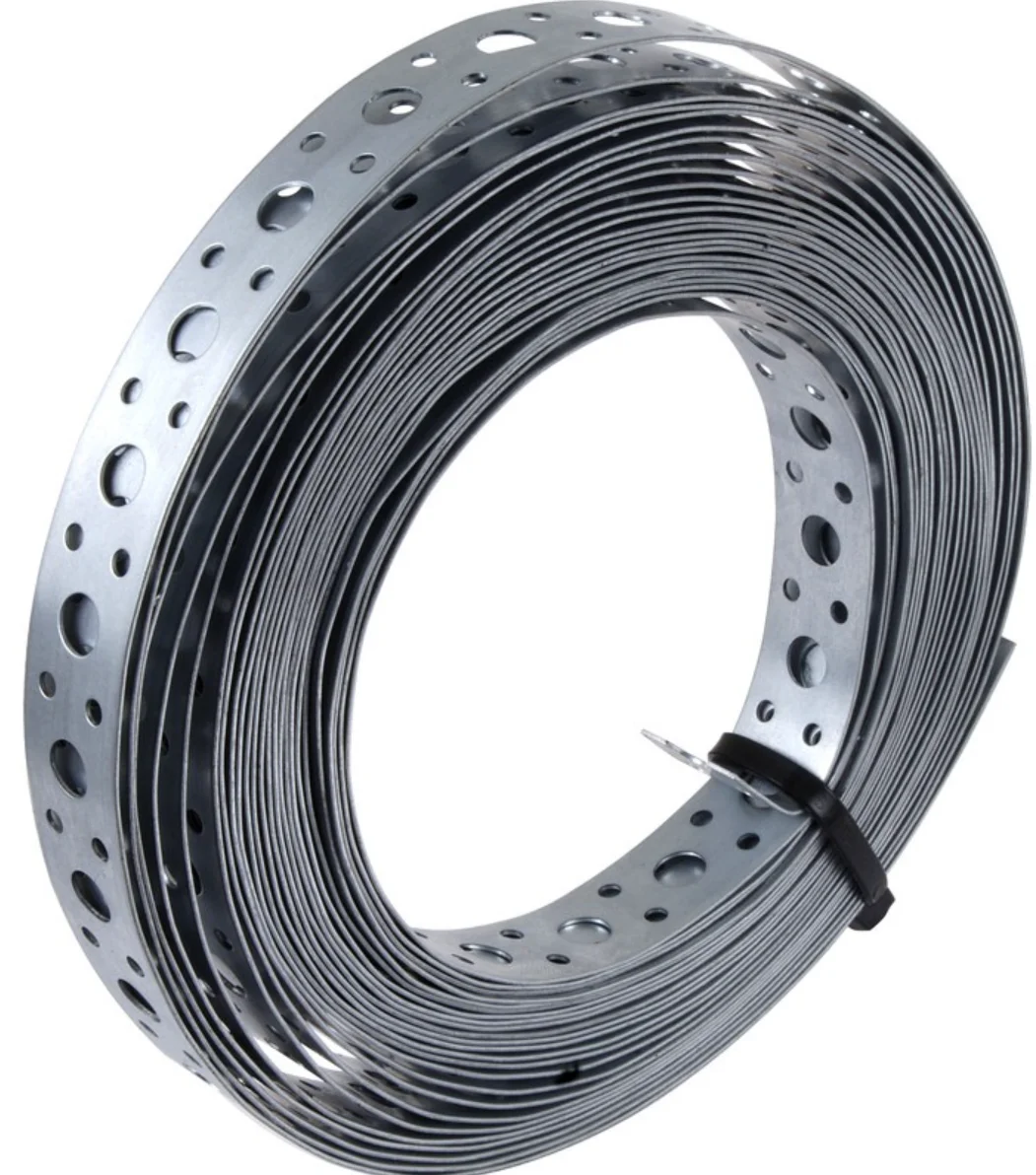 MasterACCT 25 meters Straight Edge Perforated Galvanized Strap Fixing Band Pipe Hanging Clip Multiple Holes Metal Tube Clamp