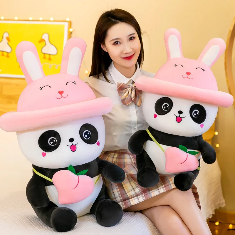 Kung Fu Panda Plush Toy With Peach Giant Size Animal Stuffed Sleeping Bedroom Pillow Plush Panda Soft Toy