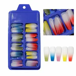 Bview Tools New Product French Acrylic Artificial Full Cover False Coffin Nails Tips For Fake Nail Salons Press On Fingernails