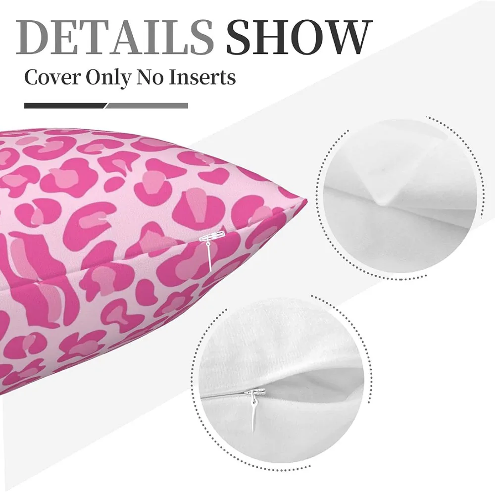 A459 Pillow Case Square Pillowcase Soft Throw Cushion Cover Home Decor Living Room Couch Sofa Car Faux Cheetah Pink Pillow Case