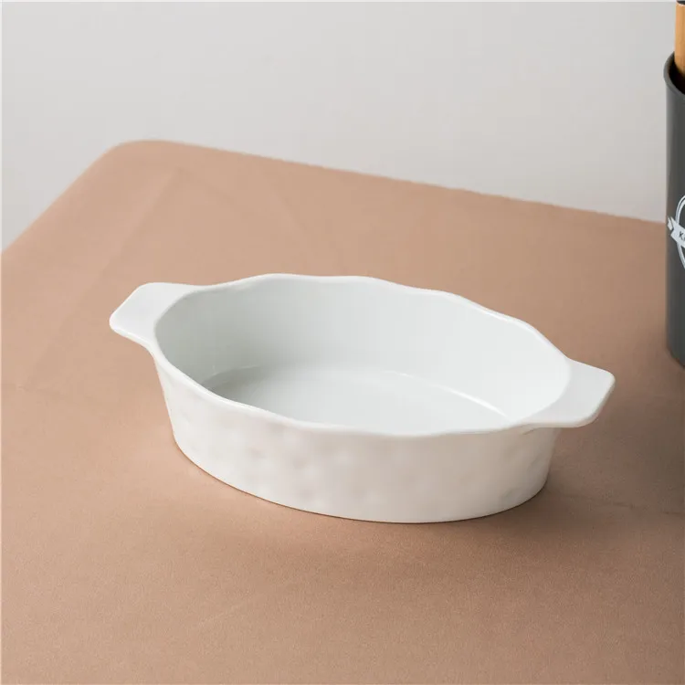 Eco-friendly new design white oval bakeware home kitchen use ceramic pizza baking ware